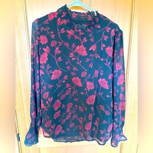 Apricot floral work blouse size 8